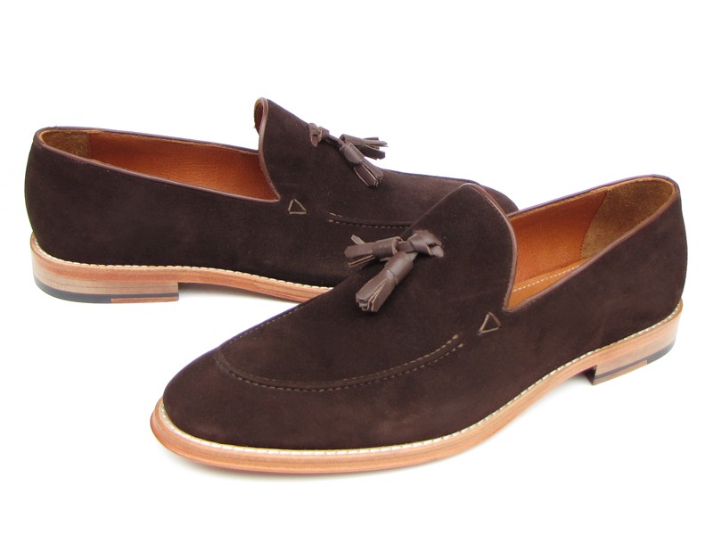Paul Parkman 087 Brown Genuine Suede Loafer Shoes With Tassel